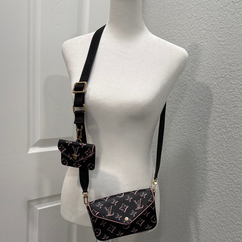 Louis Vuitton Felicie Strap & Go Handbag Fall for You Monogram Canvas.